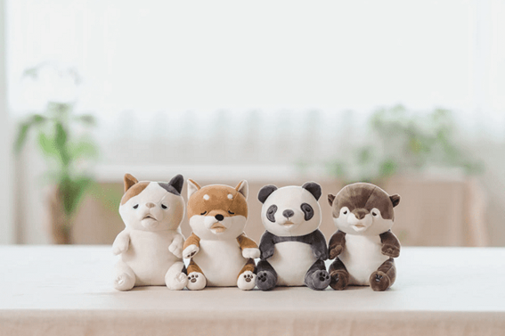 ゆず(ミケネコ)、コタロウ(シバイヌ)、リンリン(パンダ)、くるり(カワウソ)などの種類があります